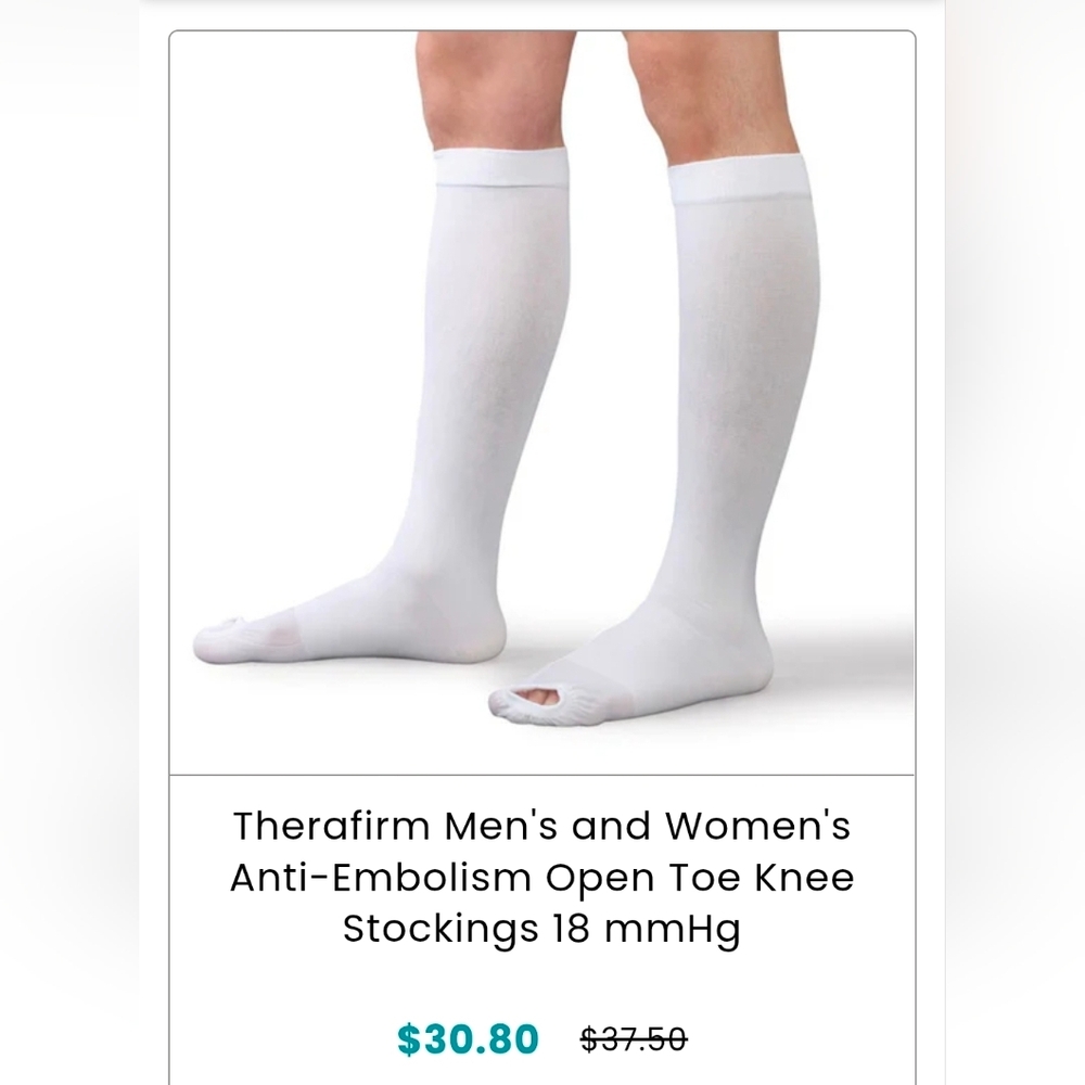 Therafirm NIB Knee High Open Toe Compression Socks